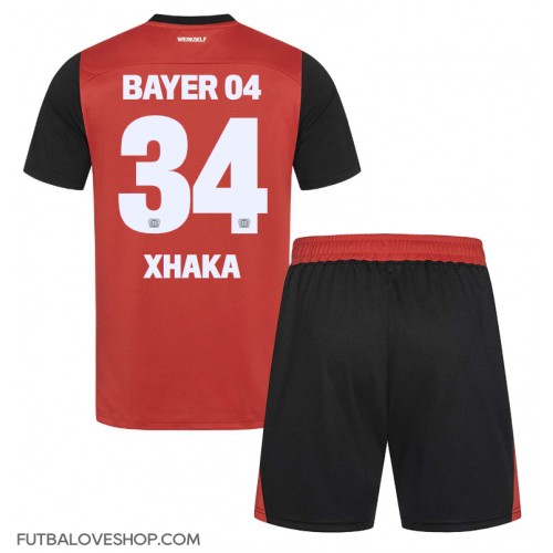 Dres Bayer Leverkusen Granit Xhaka #34 Domáci pre deti 2024-25 Krátky Rukáv (+ trenírky)